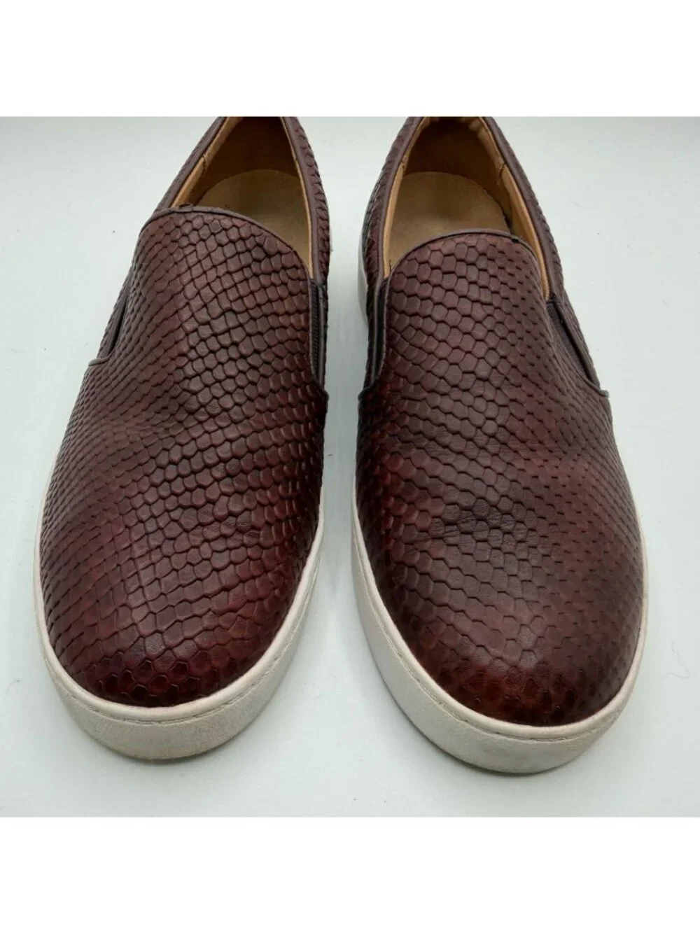 Vionic Midi Snake Texture Slip-On Sneaker Burgundy Women Size 7M Comfort Shoes